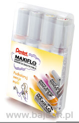 Markery suchościeralne MAXIFLO (4 sztuki) fiolet/brąz/żółty/pomarańcz MWL5M-4W-EFGV PENTEL
