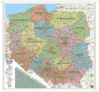 POLSKA - mapa administracyjno-samochodowa 100x100 1:750 000