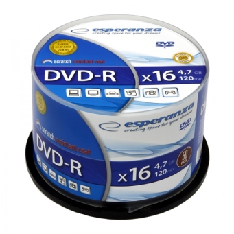 Płyta DVD-R ESPERANZA 4,7GB X16 - CAKE BOX 50 