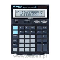 Kalkulator biurowy DONAU TECH, 12-cyfr. wyświetlacz, wym. 186x142x30 mm, czarny