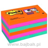 Bloczek samoprzylepny 622-12SS-EG Post-it® Super Sticky, iskrzące kolory Bangkok, 12 sztuk po 90 kartek, 51x51 mm