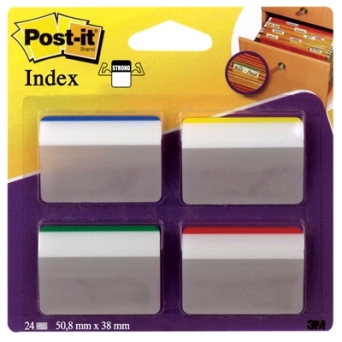 Zakładki indeksujące 4 kolory, 50.8*38 mm, wygięte, do szuflad, 3M Post-it