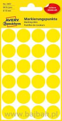 Kółka do zaznaczania kolorowe, 96 etyk./op., Q18 mm, żółte Avery Zweckform, 3007
