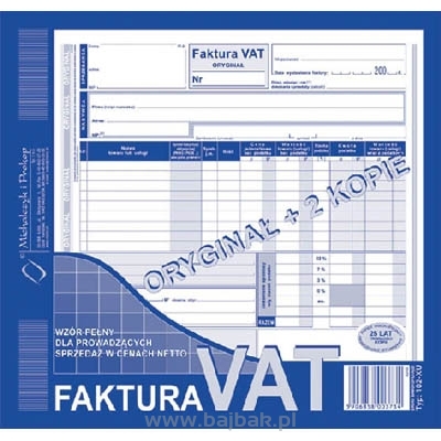 Faktura VAT 2/3 A4 (pełna oryginał+2 kopie) MICHALCZYK I PROKOP