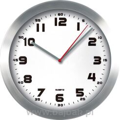 Zegar ścienny aluminiowy 29,5cm srebrny z białą tarczą MPM E01.2482.7000 