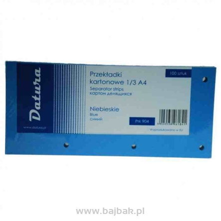Przekładki kartonowe -Separator 1/3 A4 DATURA niebieskie 100 sztuk