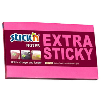 Notes samoprzylepny extra sticky 76x127mm różowy neonowy 90 kartek  21675