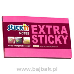 Notes samoprzylepny extra sticky 76x127mm różowy neonowy 90 kartek  21675
