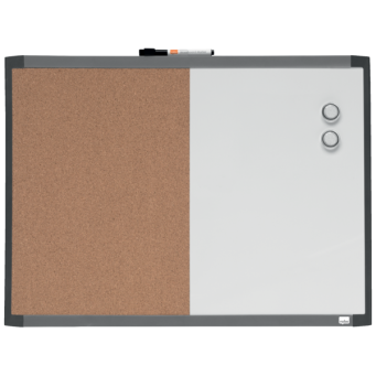 Mała tabliczka CombiBoard 585x430mm, tablica suchościeralna biała i korkowa (pół na pół) Nobo 1903784