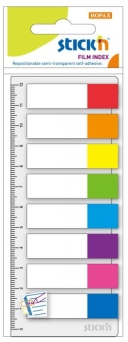 Zakładki indeksujące Stick'n 8 kolorów neon x 15 szt. + linijka