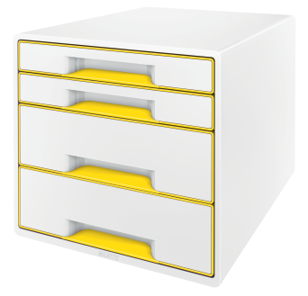 Pojemnik z 4 szufladami Leitz WOW,  biały / żółty