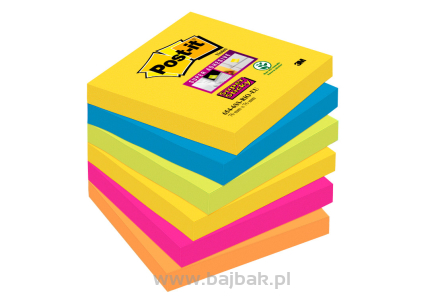 Bloczki samoprzylepne Post-it® Super Sticky, paleta Rio de Janeiro, 76x76mm, 6x90 kartek 