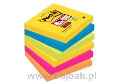Bloczki samoprzylepne Post-it® Super Sticky, paleta Rio de Janeiro, 76x76mm, 6x90 kartek 