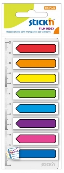 Zakładki indeksujące Strzałki 8 kolorów neon STICK`N x 15 Szt. + Linijka 