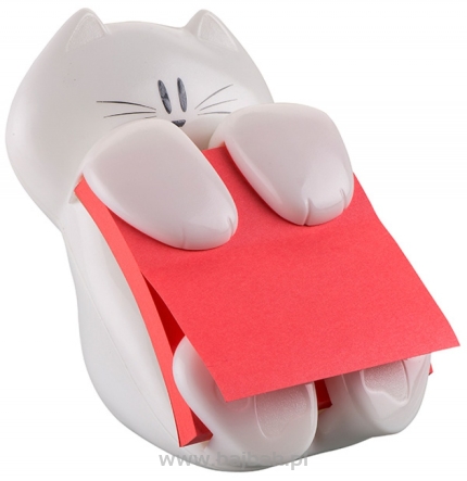 Podajnik do bloczków samoprzylepnych POST-IT® Kotek (CAT-330), biały, w zestawie 1 bloczek Super Sticky Z-Notes