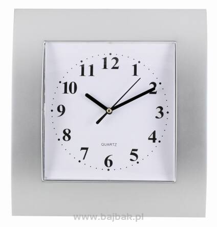 Zegar ścienny plastikowy 25,5x28,5cm, srebrny z białą tarczą, MPM E01.2499.70 
