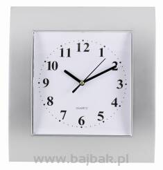 Zegar ścienny plastikowy 25,5x28,5cm, srebrny z białą tarczą, MPM E01.2499.70 