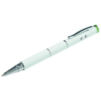 Długopis, wskaźnik, mini latarka oraz rysik do urządzeń z dotykowym ekranem, 4w1 Stylus, biały 