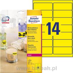 Etykiety żółte  L7263Y-25 99,1 x 38,1 25 ark usuwalne, Avery Zweckform