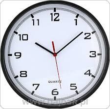 Zegar ścienny plastikowy 25,5 cm, czarny z białą tarczą MPM E01.2478.90.A