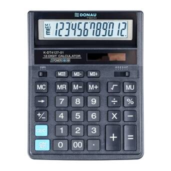 Kalkulator biurowy  K-DT4127-01 DONAU TECH, 12-cyfr. wyświetlacz, wym. 203x158x31 mm, czarny