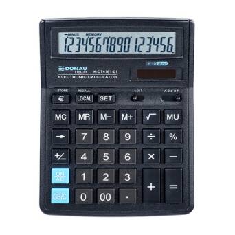 Kalkulator biurowy DONAU TECH, 16-cyfr. wyświetlacz, wym. 199x153x31 mm, czarny