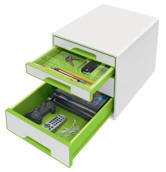 Pojemnik z 4 szufladami Leitz WOW,  biały / zielony