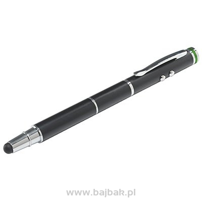 Długopis, wskaźnik, mini latarka oraz rysik do urządzeń z dotykowym ekranem, 4w1 Stylus, czarny