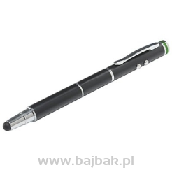 Długopis, wskaźnik, mini latarka oraz rysik do urządzeń z dotykowym ekranem, 4w1 Stylus, czarny