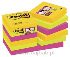 Karteczki samoprzylepne Post-it® Super Sticky, paleta Rio de Janeiro, 47,6 x 47,6mm , 12x90 kartek