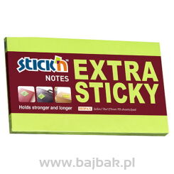 Notes samoprzylepny extra sticky 76x127mm zielony neonowy 90 kartek  21676