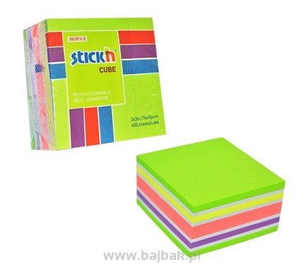 Notes samoprzylepny 76x76mix neon i pastel 400k STICK`N 400 kartek